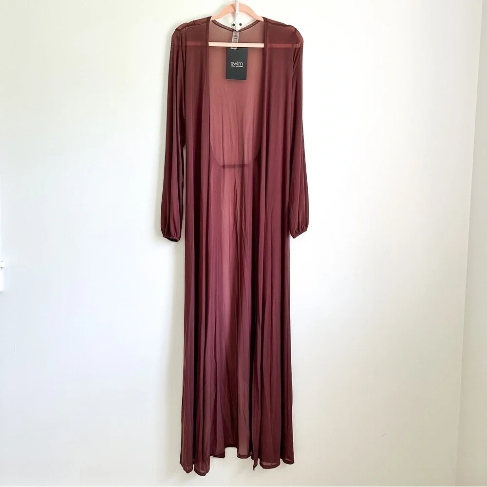 NWT Naked Wardrobe Lux Life Swim Coverup in Chocolate sz